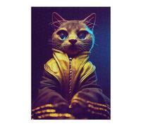 Jigsaw 38x26cm/1000pcs for Teenagerss Neon Cat Artwork-2 Adult Puzzles Brain Teaser Game Stress Reliever Birthday And Unique Gifts 38x26cm/1000pcs