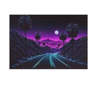 Jigsaw 38x26cm/1000pcs for Teenagerss Neon Desert Highway Jigsaw Relax Games Difficult Challenge Unique Gifts for Birthday And Christmas 38x26cm/1000pcs