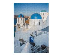 Jigsaw 38x26cm/1000pcs for Teenagerss Oia Town Santorini Greece Jigsaw Relax Games Difficult Challenge Unique Gifts for Birthday And Christmas 38x26cm/1000pcs
