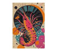 Jigsaw 38x26cm/1000pcs for Teenagerss Shrimp with Retro Design Abstract Shrimp Artwork in Vibrant Colors Jigsaws for Adults Hands-on Game Wall Decoration Parent-child Interaction 38x26cm/1000pcs