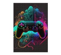 Jigsaw 38x26cm/1000pcs for Teenagerss Vibrant Neon Gaming Controller Art Adult Puzzles Brain Teaser Game Stress Reliever Birthday And Unique Gifts 38x26cm/1000pcs