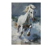 Jigsaw 38x26cm/1000pcs for Teenagerss White Horse Running Through Waves Adult Puzzles Brain Teaser Game Stress Reliever Birthday And Unique Gifts 38x26cm/1000pcs