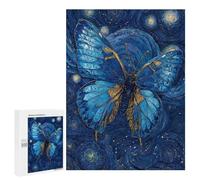 Jigsaw 500 PCS Blue Butterfly Night Sky Art Jigsaw Puzzles for Teenagers Improve Memory Educational Challenge Gifts for Friends And Family 500 PCS