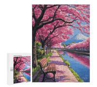 Jigsaw 500 PCS Cherry Blossom Pathway Scene-5 Jigsaw Puzzles for Adults Improve Memory Challenging To Complete Christmas Birthday Gifts 500 PCS