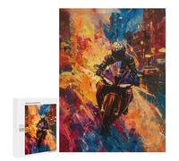 Jigsaw 500 PCS City Speed Motorcycle Art Print Jigsaw Puzzles for Adults Improve Memory Challenging To Complete Christmas Birthday Gifts 500 PCS