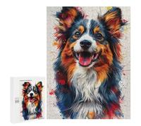Jigsaw 500 PCS Colorful Australian Shepherd Art Print-1 Puzzle For Teenagers Enhance Memory Train Your Brain And Hands Addictive Toys to Cultivate Patience 500 PCS
