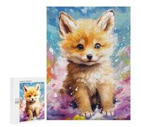 Jigsaw 500 PCS Colorful Fox Cub Art Print Puzzle For Teenagers Enhance Memory Train Your Brain And Hands Addictive Toys to Cultivate Patience 500 PCS