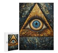 Jigsaw 500 PCS Eye of Providence Stained Glass Jigsaw Puzzles for Teenagers Improve Memory Educational Challenge Gifts for Friends And Family 500 PCS