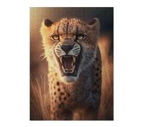 Jigsaw 500 PCS for Adults Angry Cheetah Puzzles for Adults Brain Teaser Game Perfect Decoration Help The Brain Exercise 500 PCS