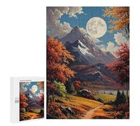`jigsaw 500 PCS for Adults Autumn Moonlit Mountain Landscape Jigsaws for Adults Puzzle Stress Reliever Challenging To Complete Stress Reduction Gifts 500 PCS