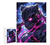 Jigsaw 500 PCS for Adults Black Leopard Warrior Animal Jigsaw Puzzle Brain Teaser Game Difficult Hard Deal As Gifts for The Whole Family 500 PCS