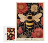 Jigsaw 500 PCS for Adults Bumblebee William Morris Floral Jigsaw Puzzle Brain Teaser Game Difficult Hard Deal As Gifts for The Whole Family 500 PCS