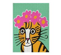 Jigsaw 500 PCS for Adults Cat with Flower Crown On Teenagers Puzzles Family Game Pattern Assembly Deal As Gifts for The Whole Family 500 PCS
