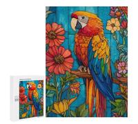 `jigsaw 500 PCS for Adults Colorful Parrot Stained Glass Artwork Jigsaws for Adults Puzzle Stress Reliever Challenging To Complete Stress Reduction Gifts 500 PCS