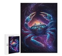 Jigsaw 500 PCS for Adults Cosmic Crab Art Print-4 Jigsaw Puzzle Brain Teaser Game Difficult Hard Deal As Gifts for The Whole Family 500 PCS