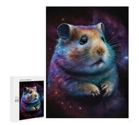 Jigsaw 500 PCS for Adults Cosmic Hamster Art Print-6 Jigsaw Puzzle Brain Teaser Game Difficult Hard Deal As Gifts for The Whole Family 500 PCS
