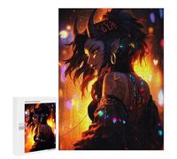 Jigsaw 500 PCS for Adults Demon Girl with Horns And Tattoos Jigsaw Puzzle Brain Teaser Game Difficult Hard Deal As Gifts for The Whole Family 500 PCS