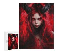 `jigsaw 500 PCS for Adults Devilish Red Horns Fantasy Artwork Jigsaws for Adults Puzzle Stress Reliever Challenging To Complete Stress Reduction Gifts 500 PCS
