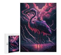 Jigsaw 500 PCS for Adults Electric Storm Flamingo Jigsaw Puzzle Brain Teaser Game Difficult Hard Deal As Gifts for The Whole Family 500 PCS