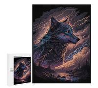 Jigsaw 500 PCS for Adults Electric Wolf Fantasy Art Print Jigsaw Puzzle Brain Teaser Game Difficult Hard Deal As Gifts for The Whole Family 500 PCS