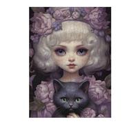 Jigsaw 500 PCS for Adults Fantasy Cat Lady Puzzles for Adults Brain Teaser Game Perfect Decoration Help The Brain Exercise 500 PCS