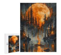 Jigsaw 500 PCS for Adults Fiery Moon Forest Adult Jigsaw Puzzle Fun Games Analysis And Logic Unique Birthday And Gifts 500 PCS
