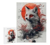 Jigsaw 500 PCS for Adults Fox And Red Moon Digital Art Jigsaw Puzzle Brain Teaser Game Difficult Hard Deal As Gifts for The Whole Family 500 PCS