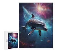 Jigsaw 500 PCS for Adults Funny Dolphin in Space Adult Jigsaw Puzzle Fun Games Analysis And Logic Unique Birthday And Gifts 500 PCS