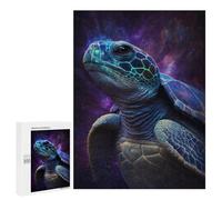 Jigsaw 500 PCS for Adults Galactic Turtle Art Print-2 Jigsaw Puzzle Brain Teaser Game Difficult Hard Deal As Gifts for The Whole Family 500 PCS