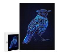 Jigsaw 500 PCS for Adults Geometric Blue Jay Bird Puzzle for Adults Relaxing Games Analysis And Logic Stress Reduction Gifts 500 PCS