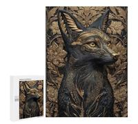 Jigsaw 500 PCS for Adults Gilded Guardian Fox Art Deco Jigsaw Puzzle Brain Teaser Game Difficult Hard Deal As Gifts for The Whole Family 500 PCS