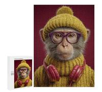 `jigsaw 500 PCS for Adults Hipster Monkey Fashion Icon Jigsaws for Adults Puzzle Stress Reliever Challenging To Complete Stress Reduction Gifts 500 PCS