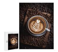 Jigsaw 500 PCS for Adults Latte Art Coffee Beans Jigsaw Puzzle Brain Teaser Game Difficult Hard Deal As Gifts for The Whole Family 500 PCS