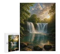 Jigsaw 500 PCS for Adults Majestic Waterfall in Lush Green Forest Puzzle for Adults Relaxing Games Analysis And Logic Stress Reduction Gifts 500 PCS