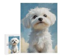 Jigsaw 500 PCS for Adults Maltese Dog Portrait Puzzle for Adults Relaxing Games Analysis And Logic Stress Reduction Gifts 500 PCS