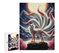Jigsaw 500 PCS for Adults Mystical Nine Tailed Fox Jigsaw Puzzle Brain Teaser Game Difficult Hard Deal As Gifts for The Whole Family 500 PCS