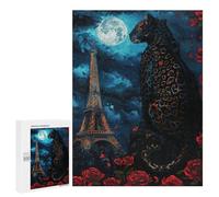 `jigsaw 500 PCS for Adults Parisian Night Leopard Art Print Jigsaws for Adults Puzzle Stress Reliever Challenging To Complete Stress Reduction Gifts 500 PCS