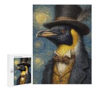 `jigsaw 500 PCS for Adults Penguin in Top Hat Painting Jigsaws for Adults Puzzle Stress Reliever Challenging To Complete Stress Reduction Gifts 500 PCS
