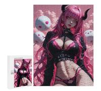Jigsaw 500 PCS for Adults Pink-Haired Demon Girl Jigsaw Puzzle Brain Teaser Game Difficult Hard Deal As Gifts for The Whole Family 500 PCS