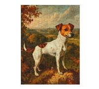 Jigsaw 500 PCS for Adults Retro Jack Russell Terrier Puzzles for Adults Brain Teaser Game Perfect Decoration Help The Brain Exercise 500 PCS