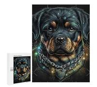 Jigsaw 500 PCS for Adults Rottweiler Dog Art Print Jigsaw Puzzle Brain Teaser Game Difficult Hard Deal As Gifts for The Whole Family 500 PCS