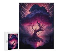 Jigsaw 500 PCS for Adults Thunderstorm Tree Jigsaw Puzzle Brain Teaser Game Difficult Hard Deal As Gifts for The Whole Family 500 PCS