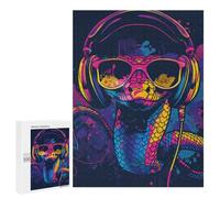 Jigsaw 500 PCS for Adults Vibrant Snake Headphones Artwork Jigsaw Puzzle Brain Teaser Game Difficult Hard Deal As Gifts for The Whole Family 500 PCS