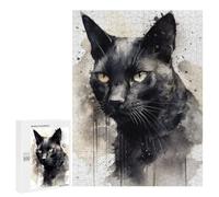 Jigsaw 500 PCS for Adults Watercolor Black Cat Adult Jigsaw Puzzle Fun Games Analysis And Logic Unique Birthday And Gifts 500 PCS