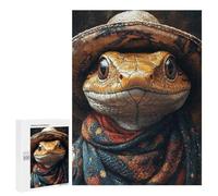 `jigsaw 500 PCS for Adults Western Lizard with Hat Jigsaws for Adults Puzzle Stress Reliever Challenging To Complete Stress Reduction Gifts 500 PCS