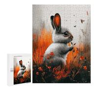 Jigsaw 500 PCS for Adults Whimsical Bunny in Floral Meadow Jigsaw Puzzle Brain Teaser Game Difficult Hard Deal As Gifts for The Whole Family 500 PCS