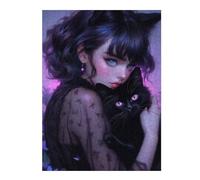 Jigsaw 500 PCS for Adults Whimsical Gothic Cat Lady Puzzles for Adults Brain Teaser Game Perfect Decoration Help The Brain Exercise 500 PCS