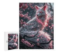 Jigsaw 500 PCS for Adults White Kitsune Fox Adult Jigsaw Puzzle Fun Games Analysis And Logic Unique Birthday And Gifts 500 PCS