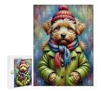 Jigsaw 500 PCS for Adults Winter Dog Fashion Jigsaw Puzzle Brain Teaser Game Difficult Hard Deal As Gifts for The Whole Family 500 PCS