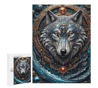 Jigsaw 500 PCS for Adults Wolf Metal Waves Jigsaw Puzzle Brain Teaser Game Difficult Hard Deal As Gifts for The Whole Family 500 PCS